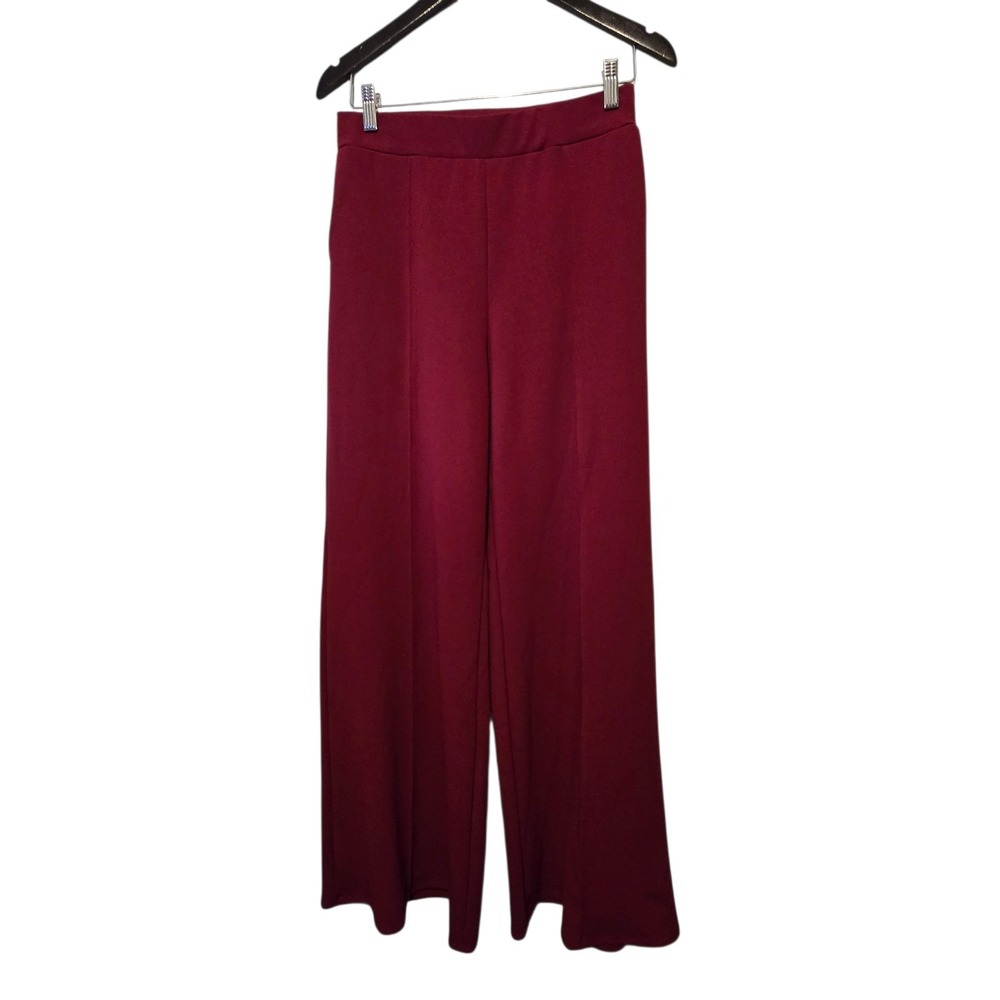 Elegant Burgundy Wide Leg Women's Pants